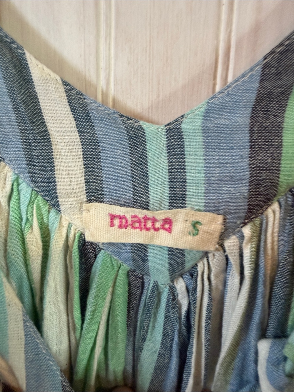 MATTA STRIPED RUFFLE V NECK DRESS SMALL - Picture 4 of 7